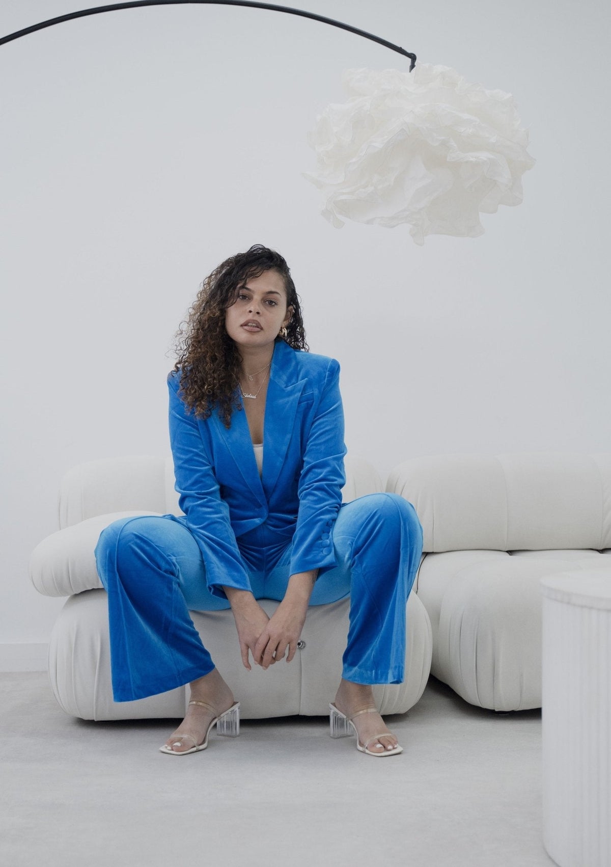 Royal Velvet Wide-Leg Trouser Suit Flared Suit – another styled on a model